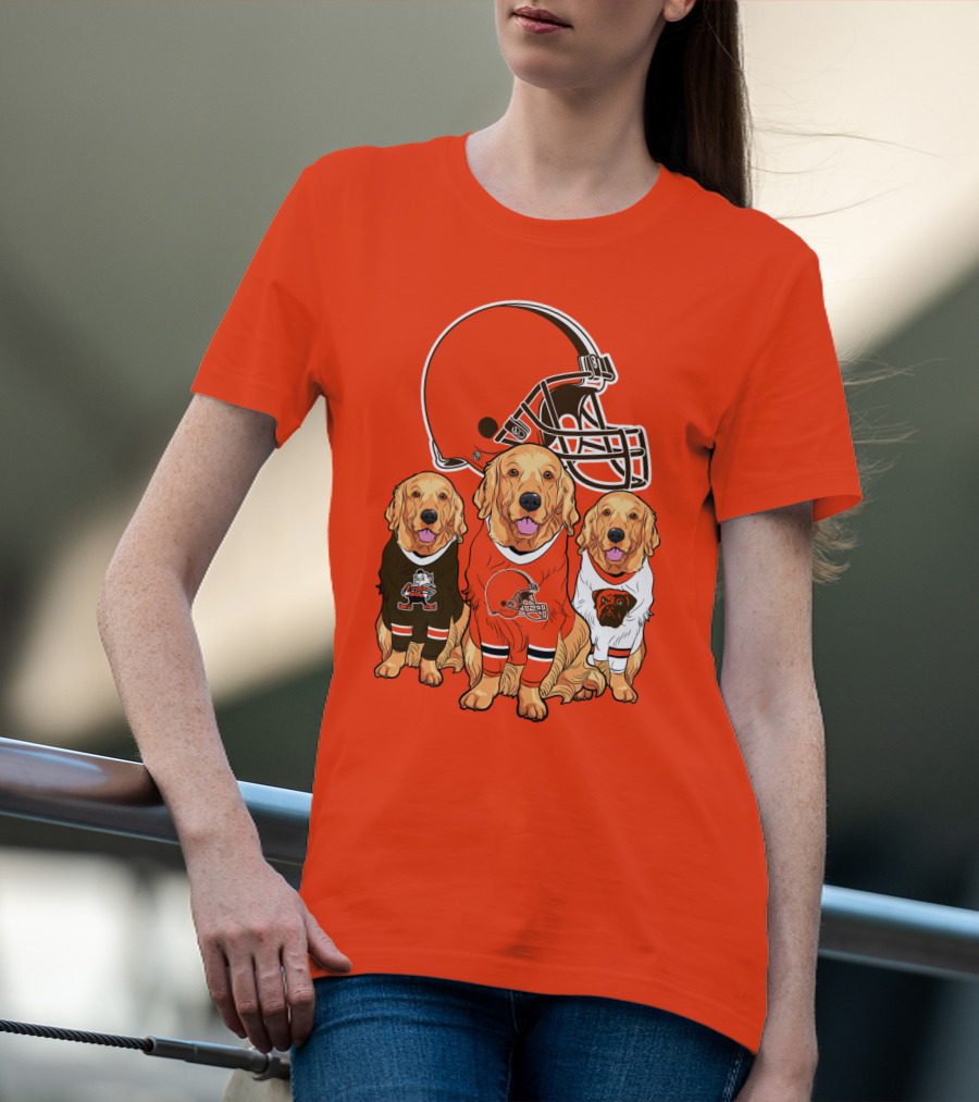 Cleveland Browns Dogs Football Golden Retrievers T-Shirt