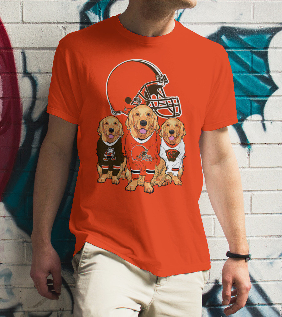 Cleveland Browns Dogs Football Golden Retrievers T-Shirt