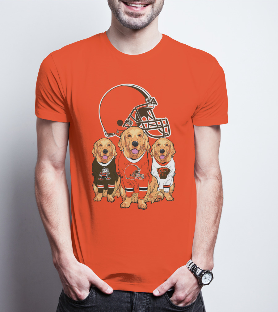 Cleveland Browns Dogs Football Golden Retrievers T-Shirt