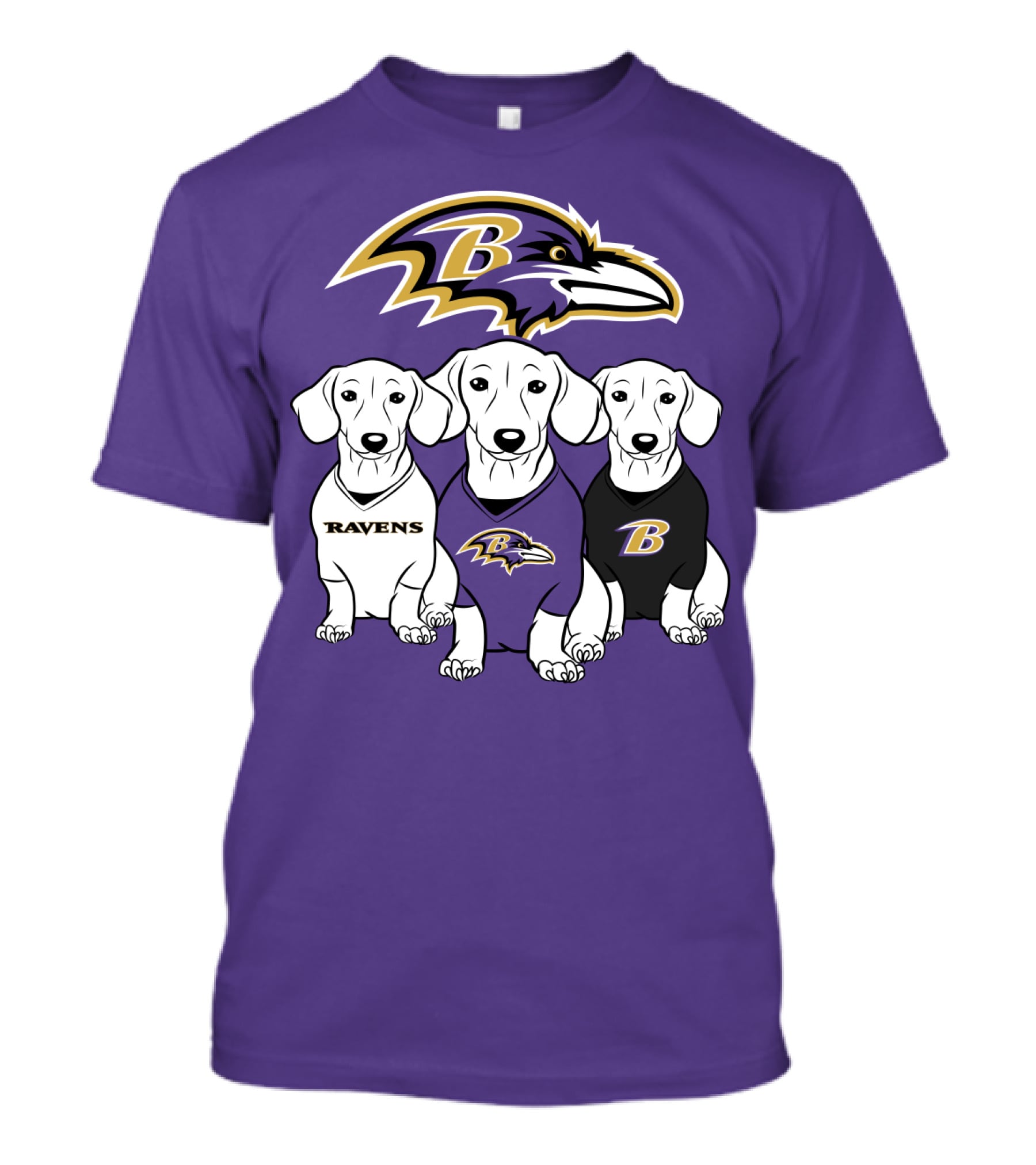 Baltimore Ravens Ravens Dachshund  Dog Trio T-Shirt