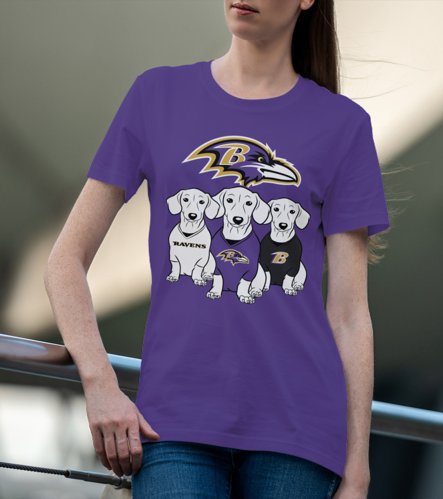 Baltimore Ravens Ravens Dachshund  Dog Trio T-Shirt