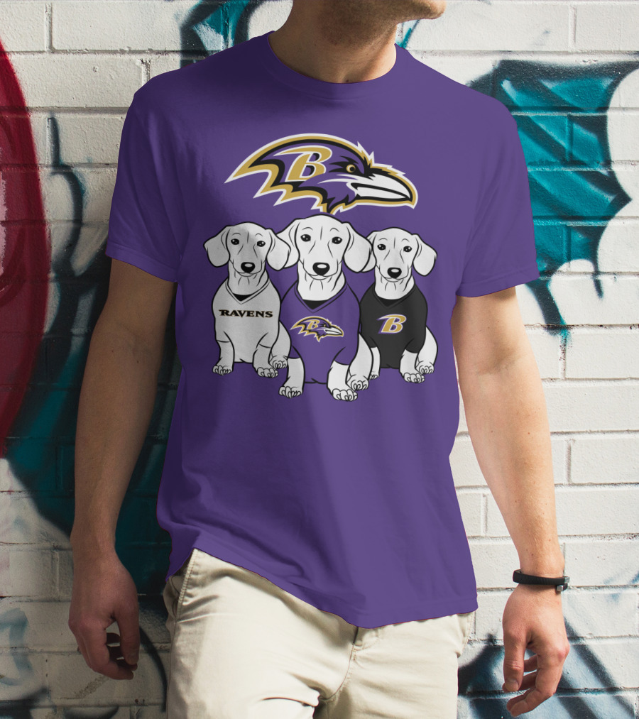 Baltimore Ravens Ravens Dachshund  Dog Trio T-Shirt