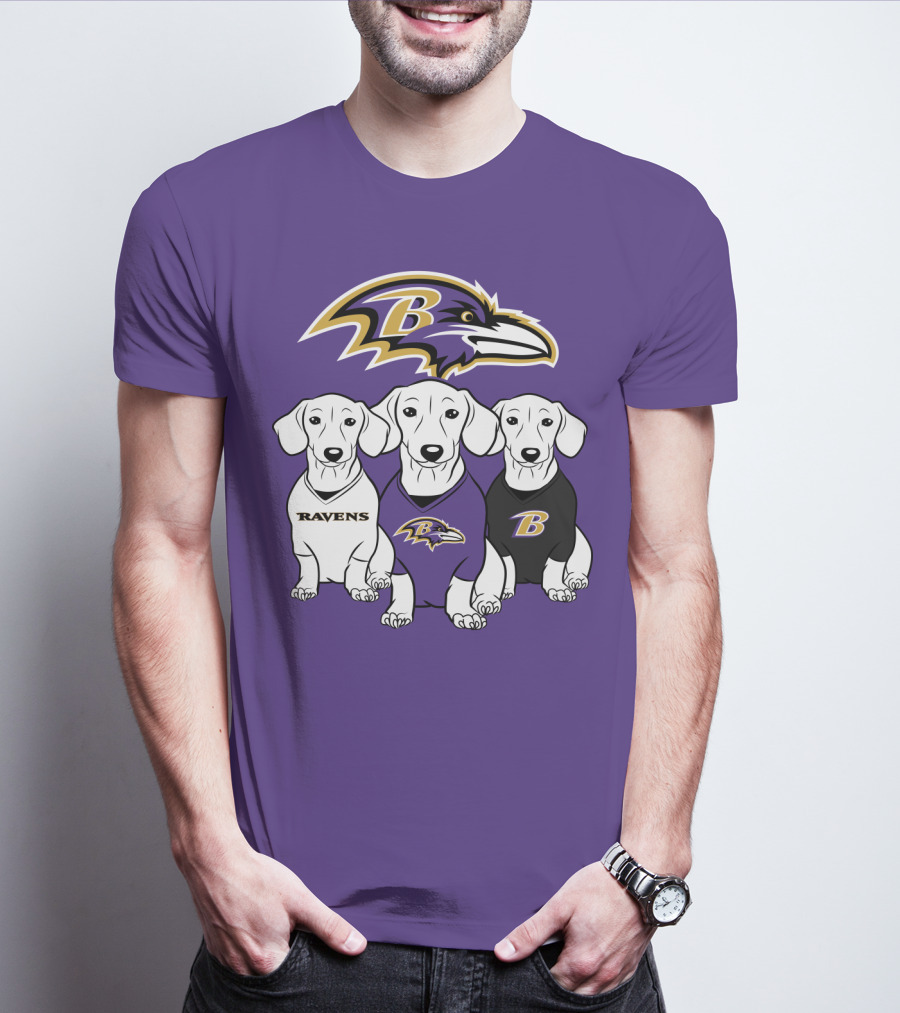 Baltimore Ravens Ravens Dachshund  Dog Trio T-Shirt