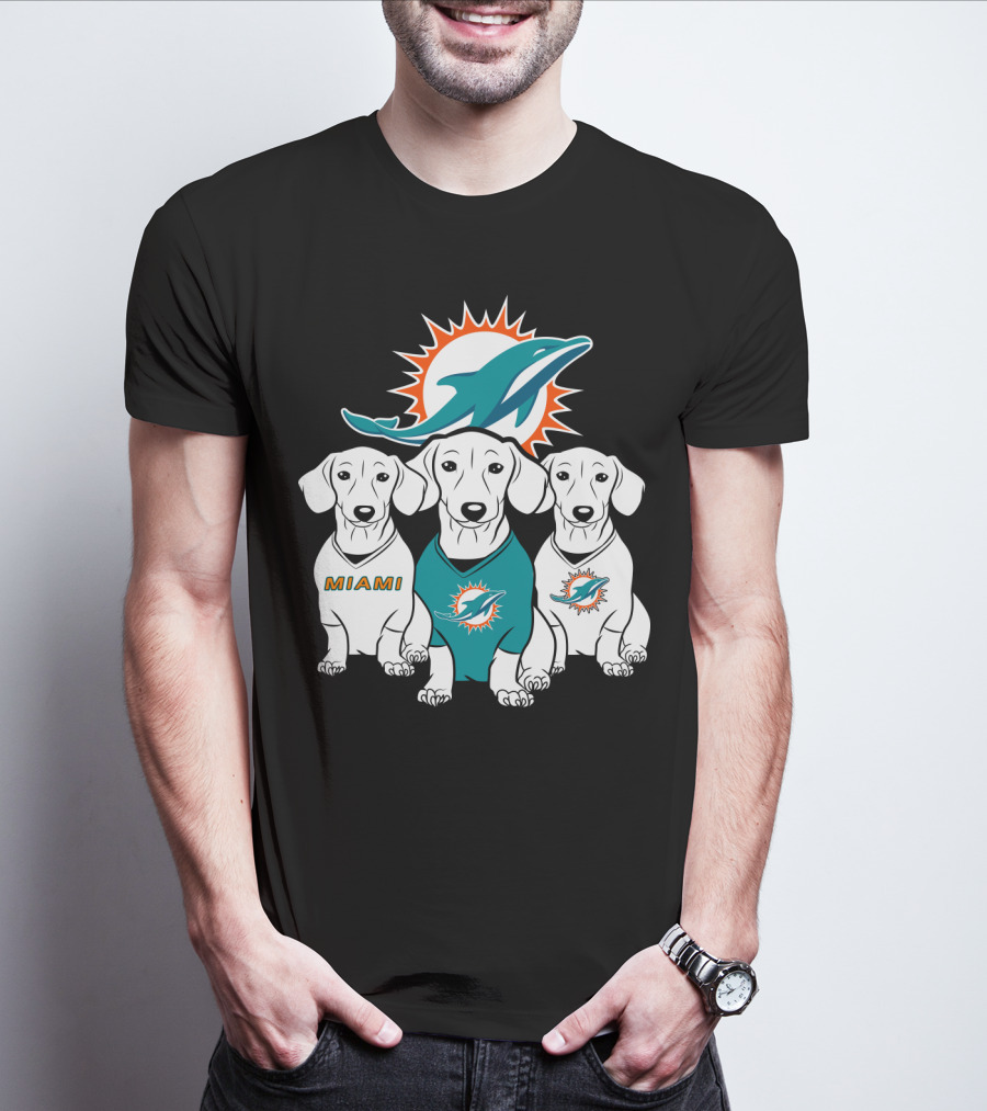 Miami Dolphins Dachshund Dogs T-Shirt