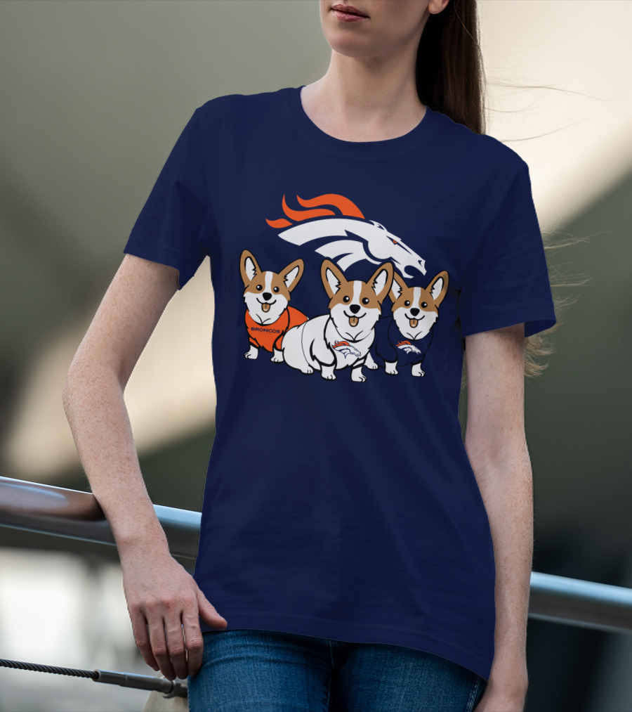 Denver Broncos Corgi Trio T-Shirt