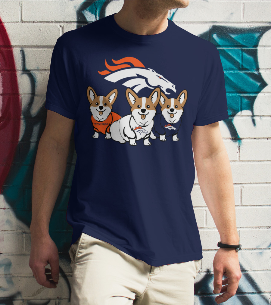 Denver Broncos Corgi Trio T-Shirt