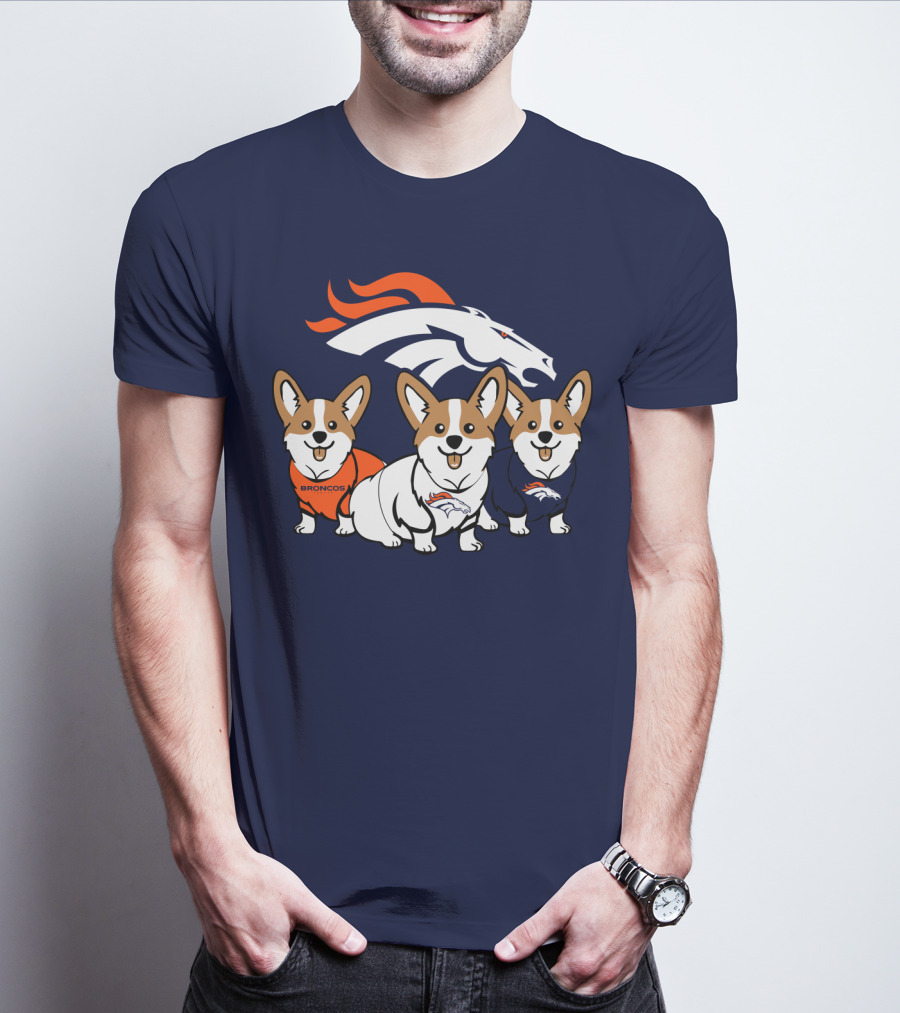 Denver Broncos Corgi Trio T-Shirt