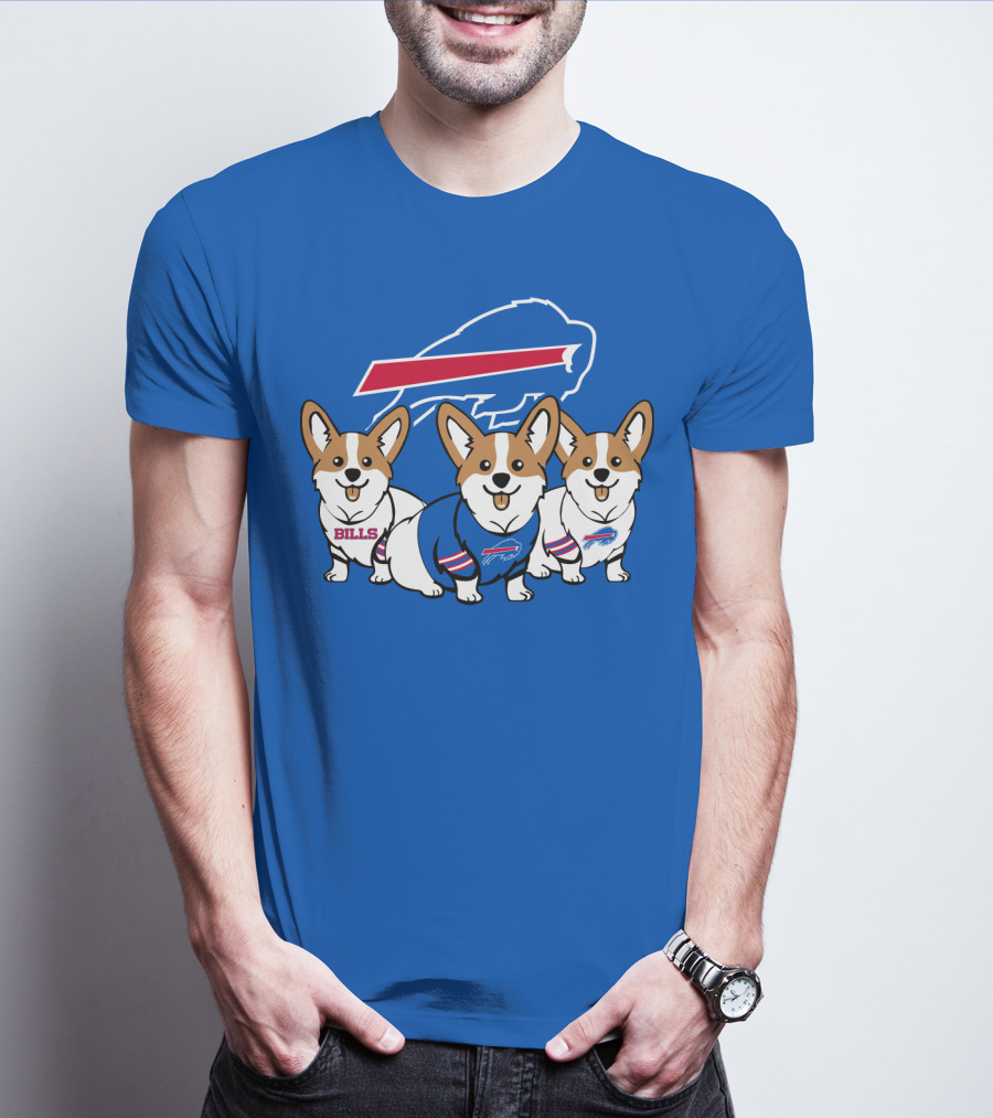 Buffalo Bills Corgi Trio Blue T-Shirt