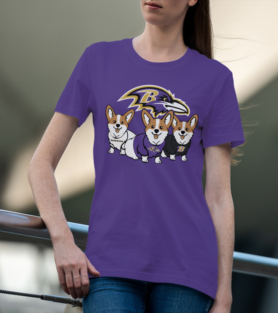 Baltimore Ravens Corgi Trio T-Shirt