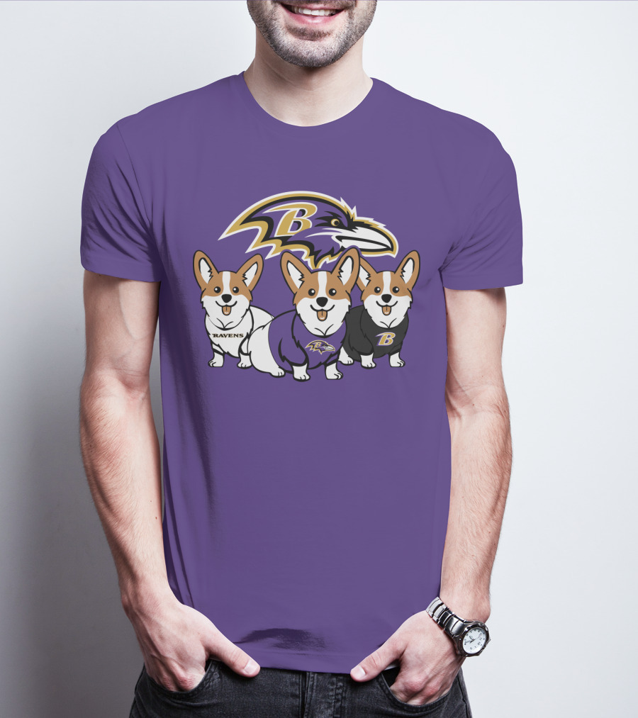 Baltimore Ravens Corgi Trio T-Shirt