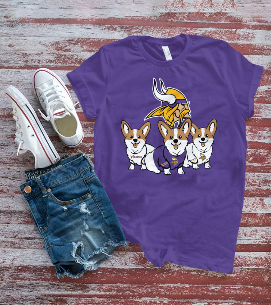 Minnesota Vikings Corgi Trio T-Shirt