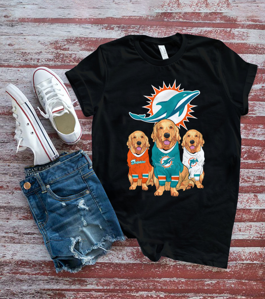 Miami Dolphins Golden Retrievers T-Shirt