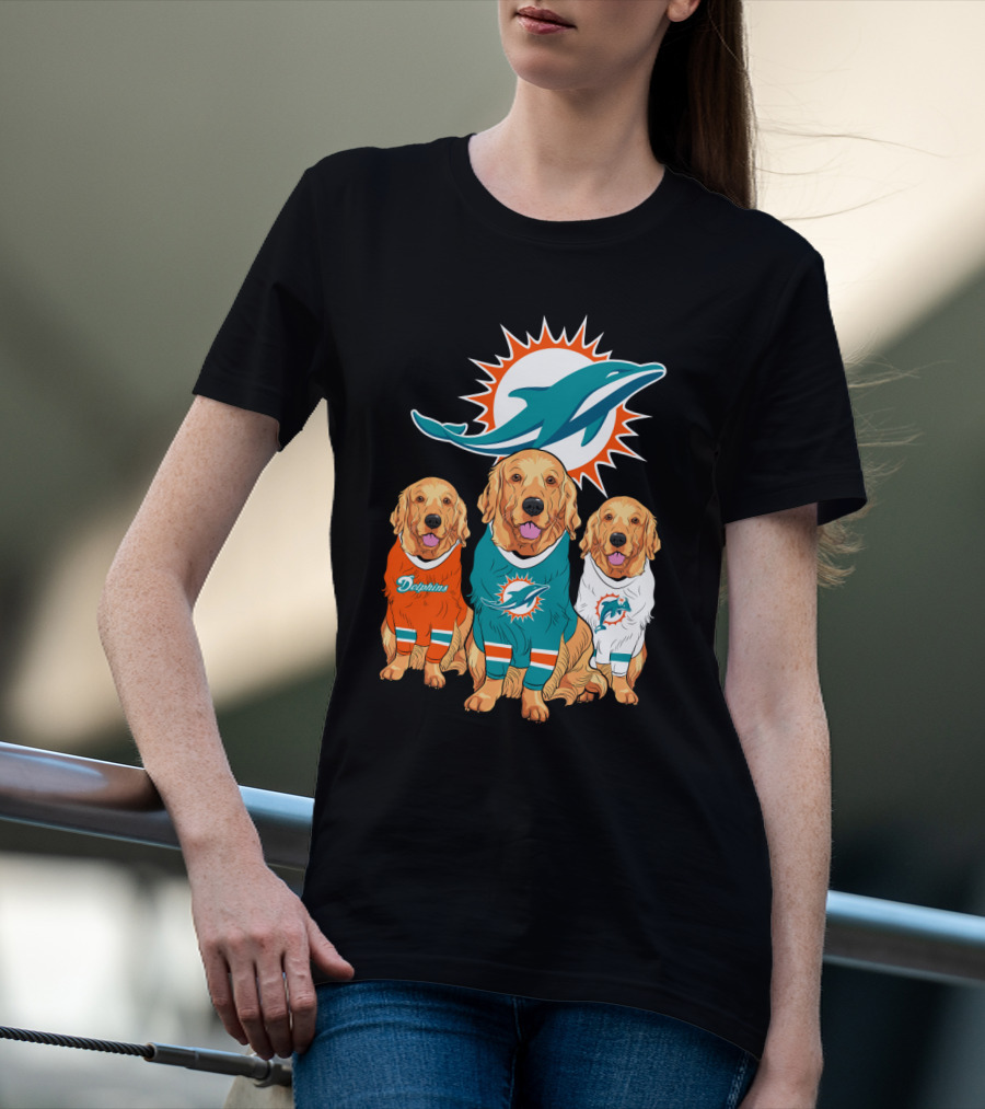Miami Dolphins Golden Retrievers T-Shirt