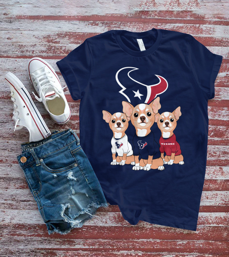 Houston Texans Chihuahua Trio Fan T-Shirt