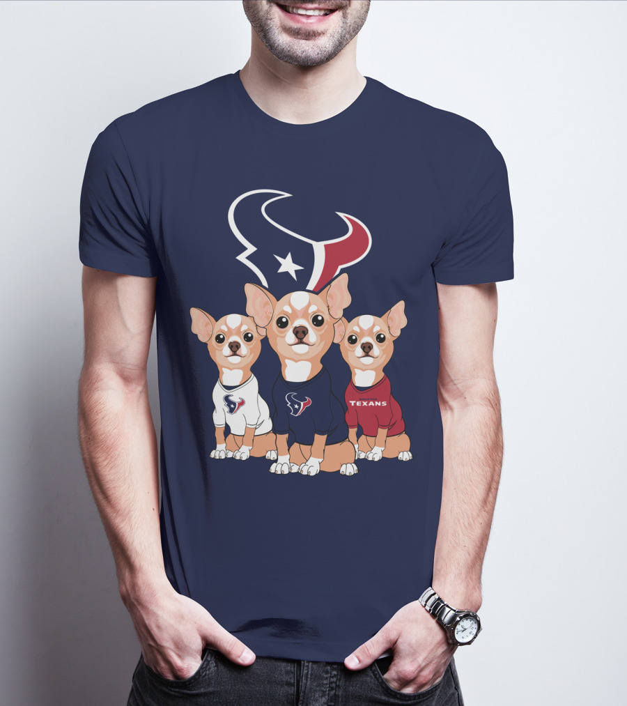 Houston Texans Chihuahua Trio Fan T-Shirt