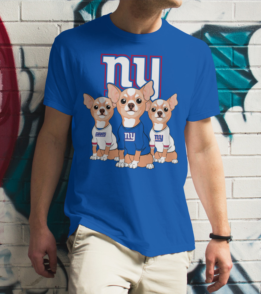 New York Giants Chihuahua Trio T-Shirt