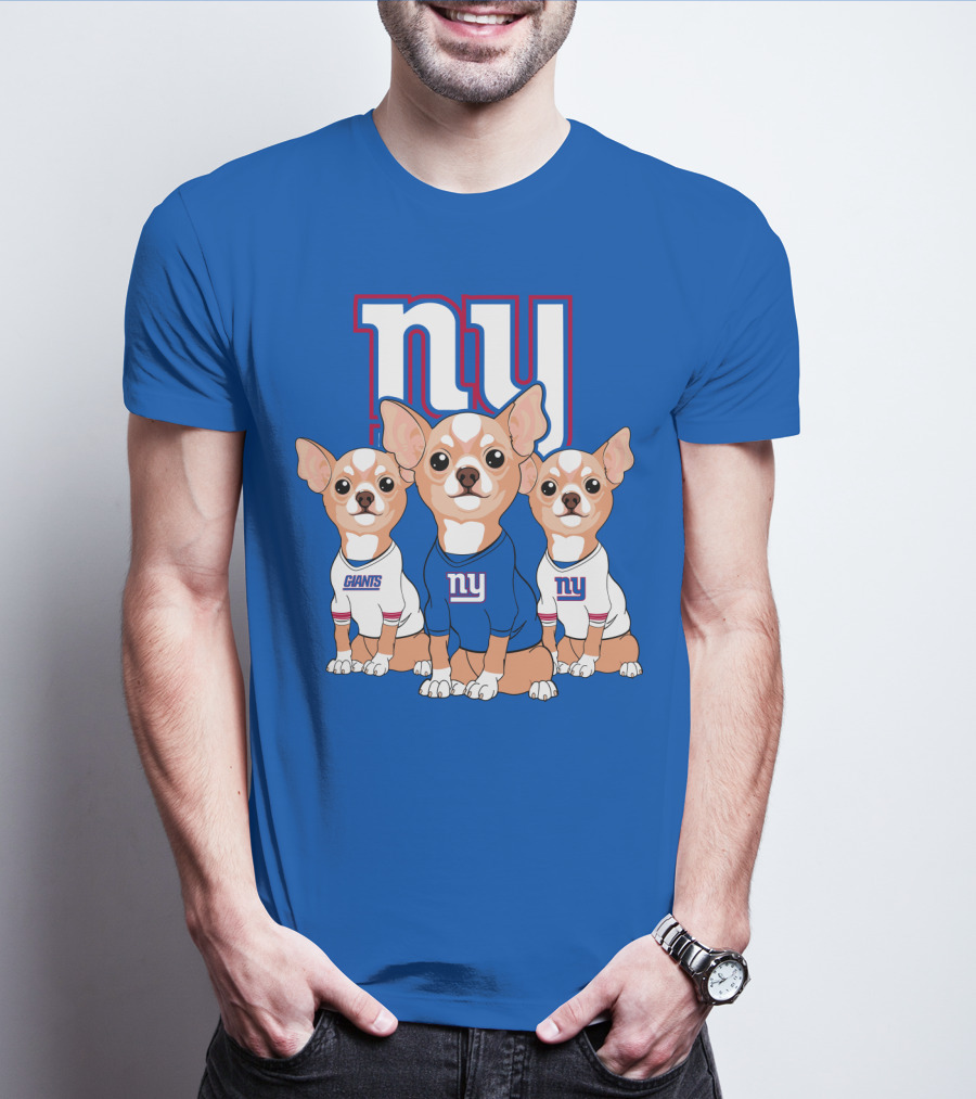 New York Giants Chihuahua Trio T-Shirt