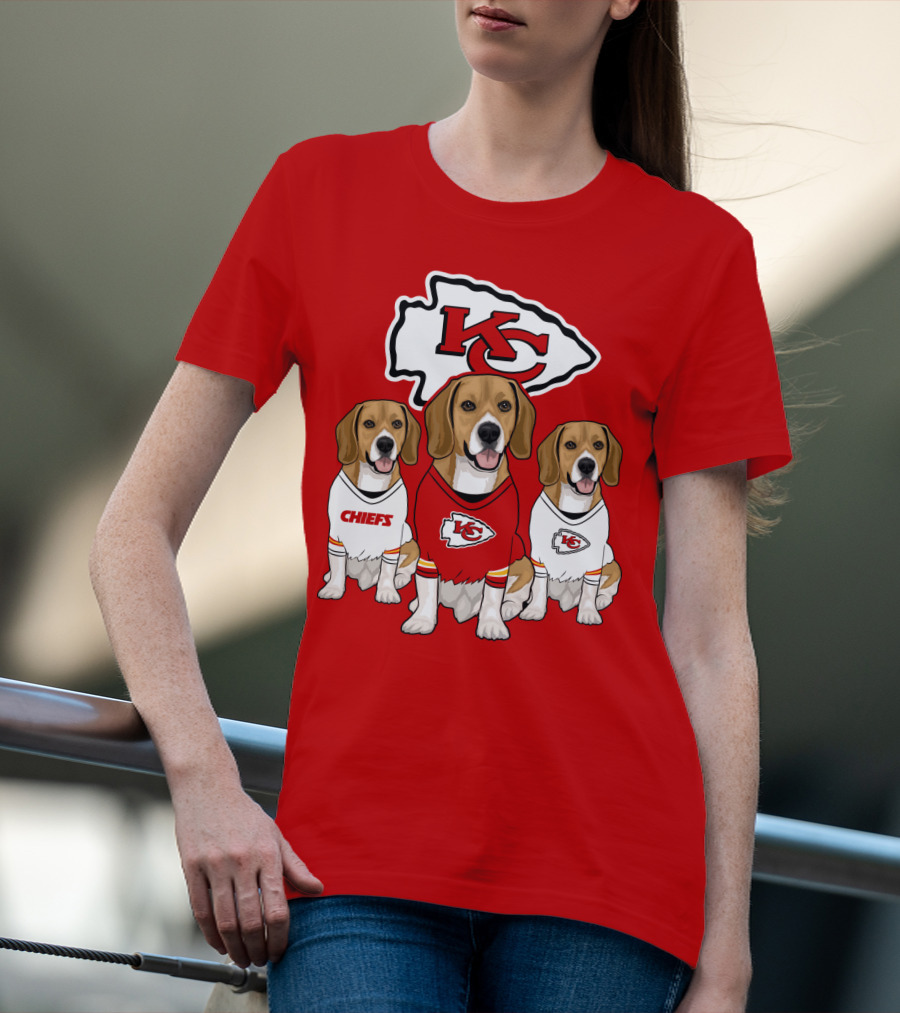 Kc Chiefs Beagle Trio Dogs T-Shirt