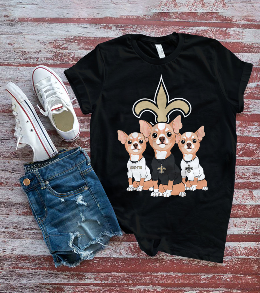  New Orleans Saints Chihuahua Trio T-Shirt