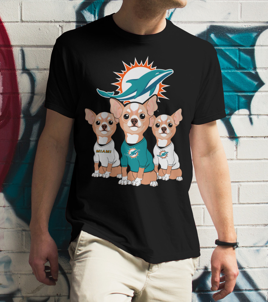 Miami Dolphins Chihuahua Trio T-Shirt