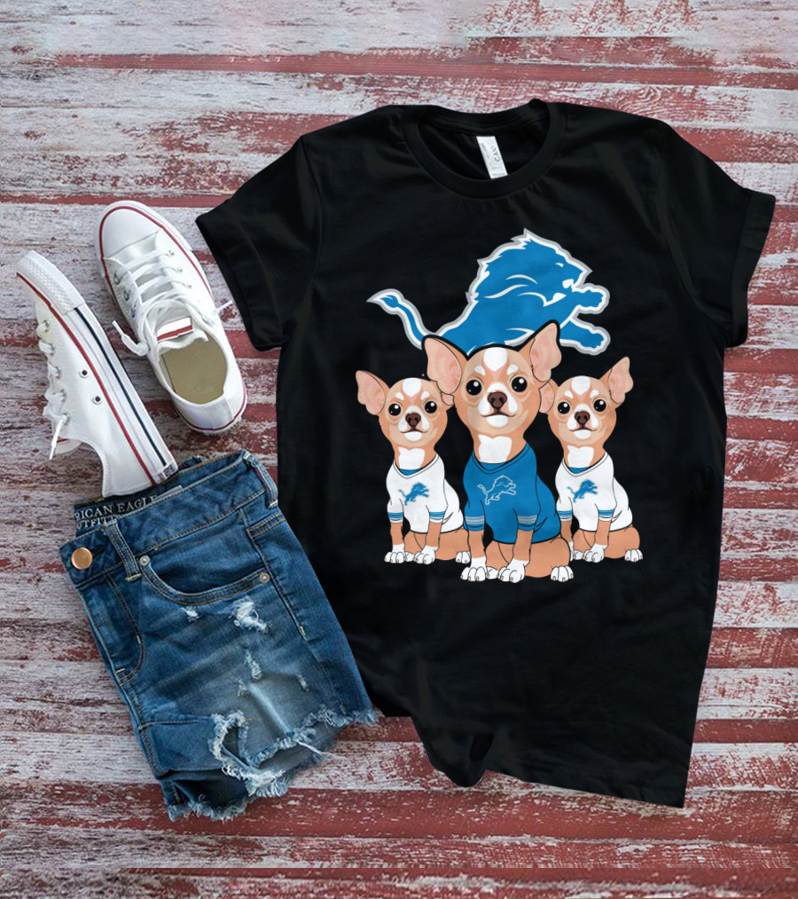 Detroit Lions Chihuahua Trio T-Shirt
