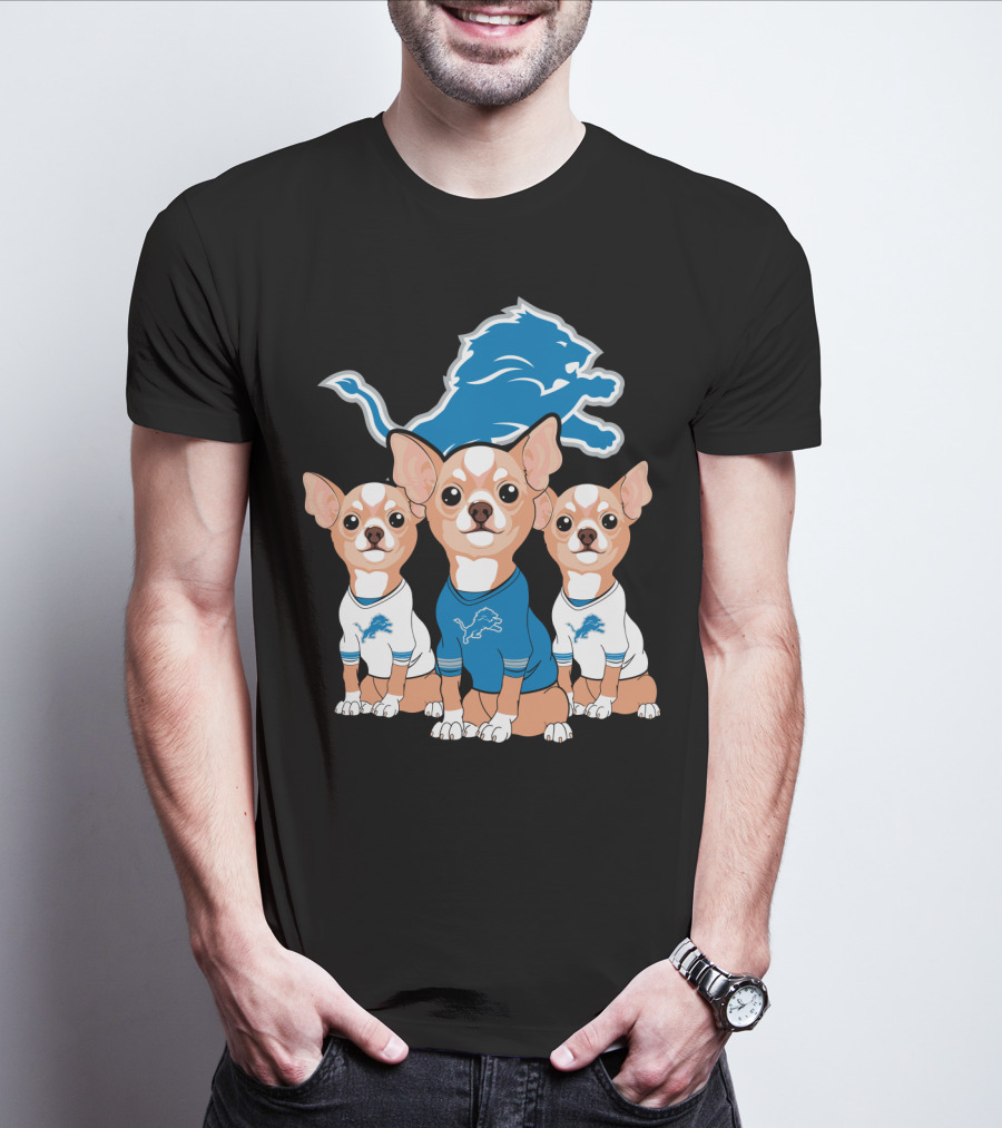 Detroit Lions Chihuahua Trio T-Shirt