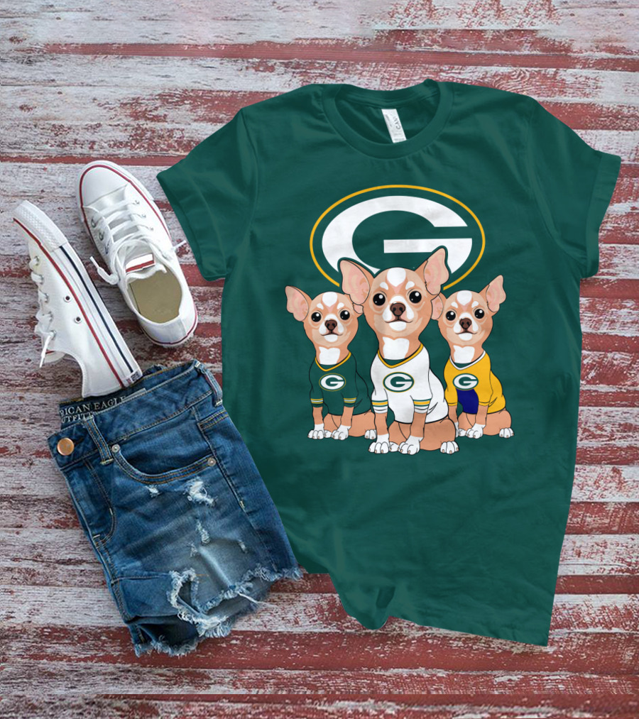 Green Bay Packers Chihuahua Trio T-Shirt