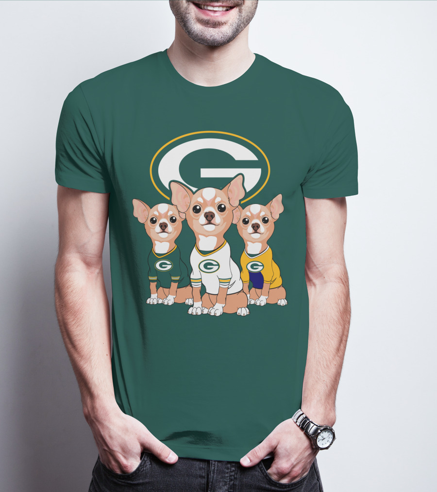 Green Bay Packers Chihuahua Trio T-Shirt