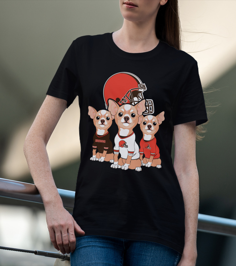 Browns Football Chihuahua Trio T-Shirt