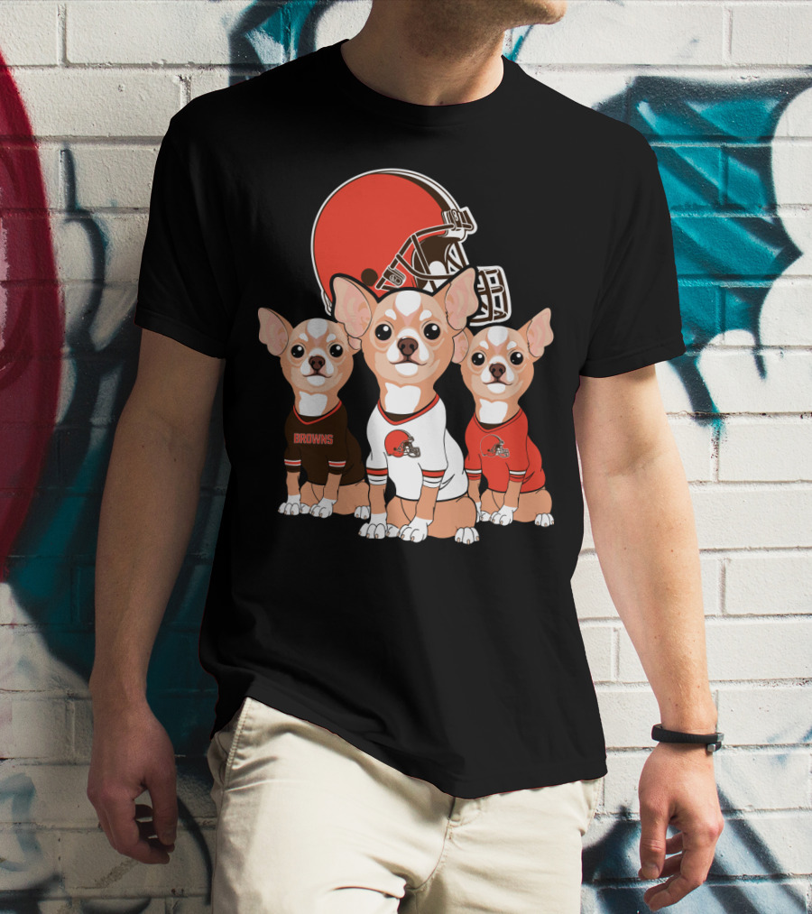 Browns Football Chihuahua Trio T-Shirt