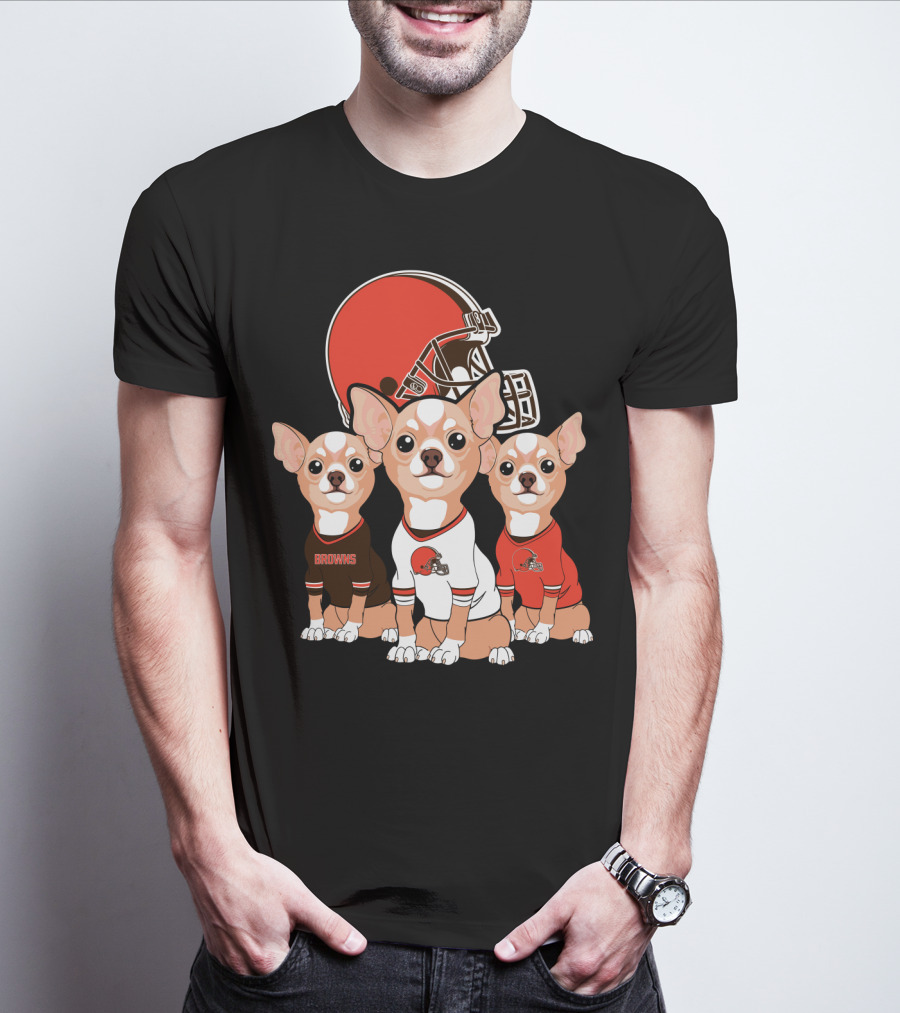 Browns Football Chihuahua Trio T-Shirt