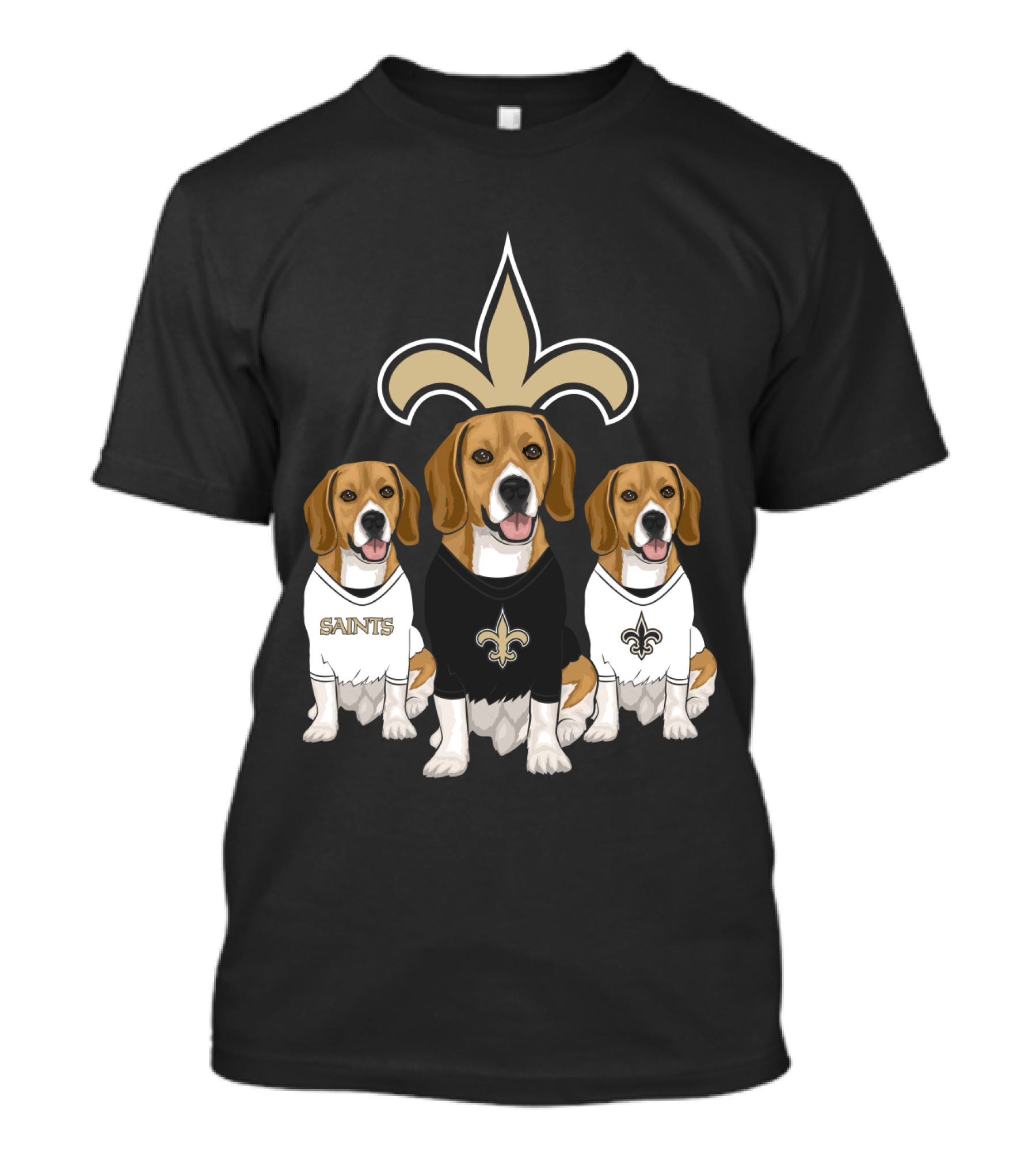 Saints Beagle Trio With Fleur-De-Lis T-Shirt