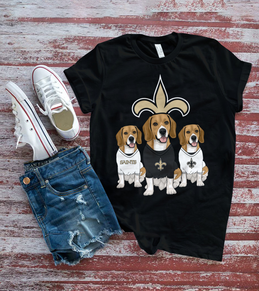 Saints Beagle Trio With Fleur-De-Lis T-Shirt