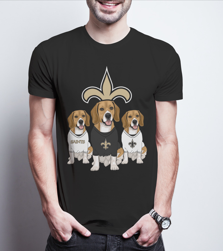 Saints Beagle Trio With Fleur-De-Lis T-Shirt