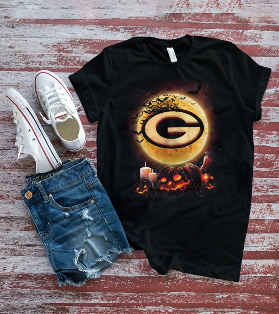 G Halloween Moon Bats Pumpkins Candles Ghosts T-Shirt