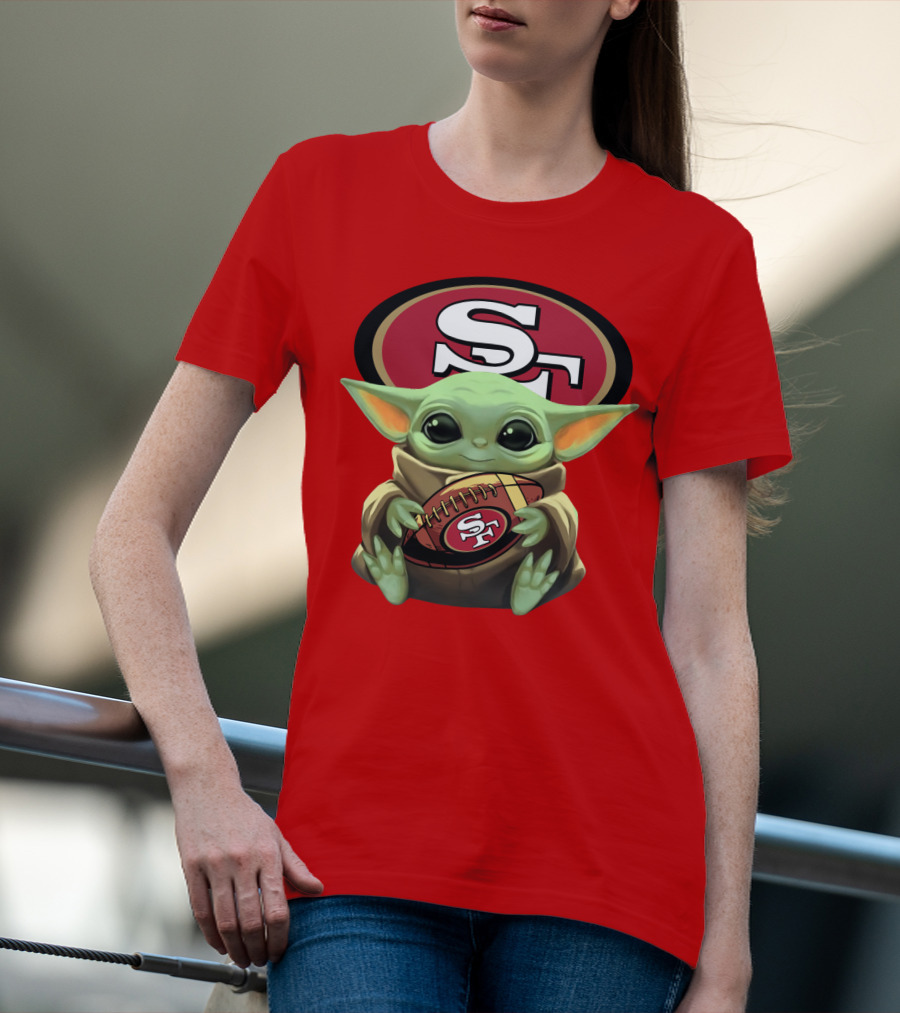 Baby Yoda Football 49ers Star Wars Crossover Fan T-Shirt