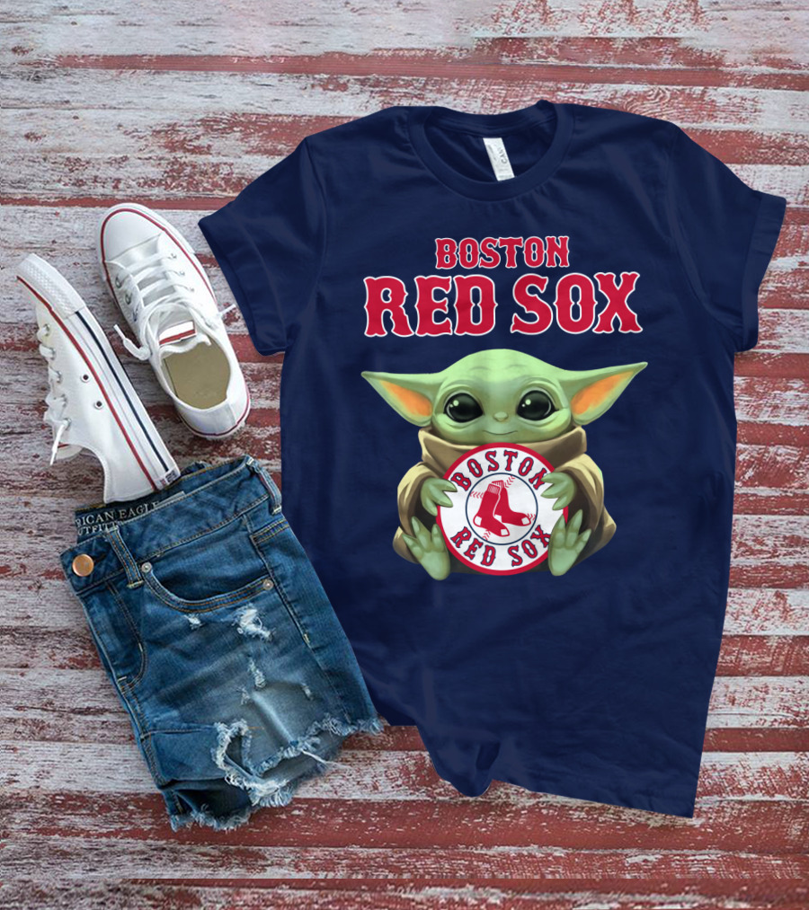 Boston Red Sox Baby Yoda Holding Baseball Team T-Shirt