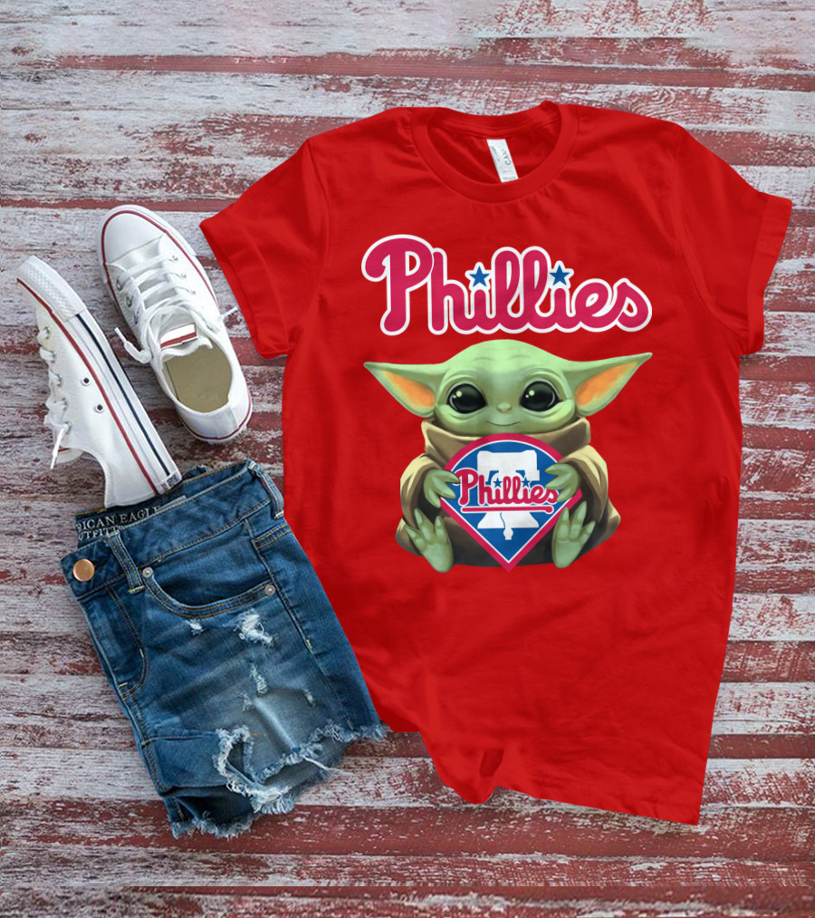 Phillies Baby Yoda Holding Phillies T-Shirt