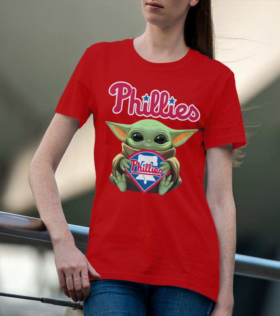Phillies Baby Yoda Holding Phillies T-Shirt
