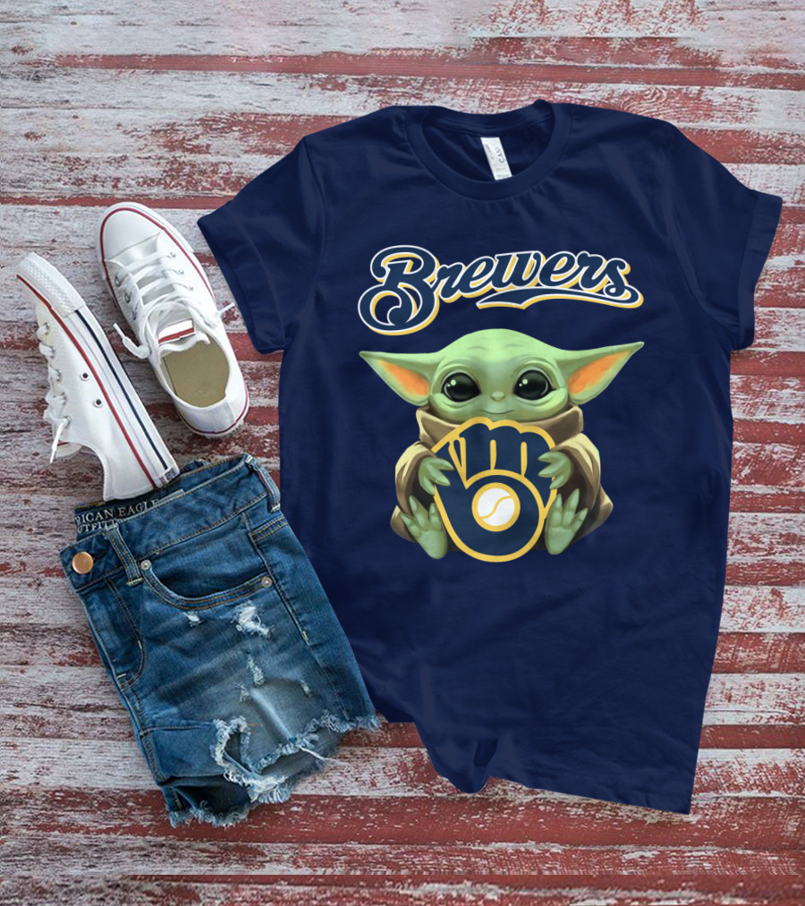 Brewers Baby Yoda Holding Milwaukee T-Shirt