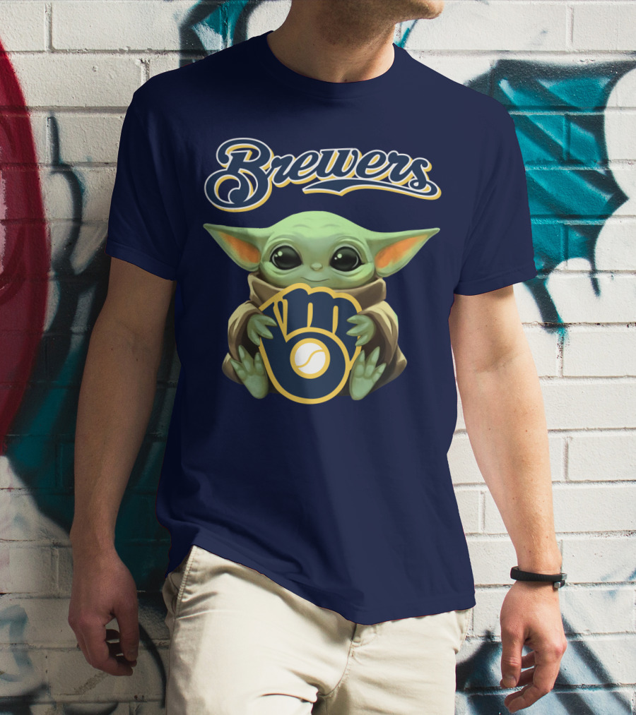 Brewers Baby Yoda Holding Milwaukee T-Shirt