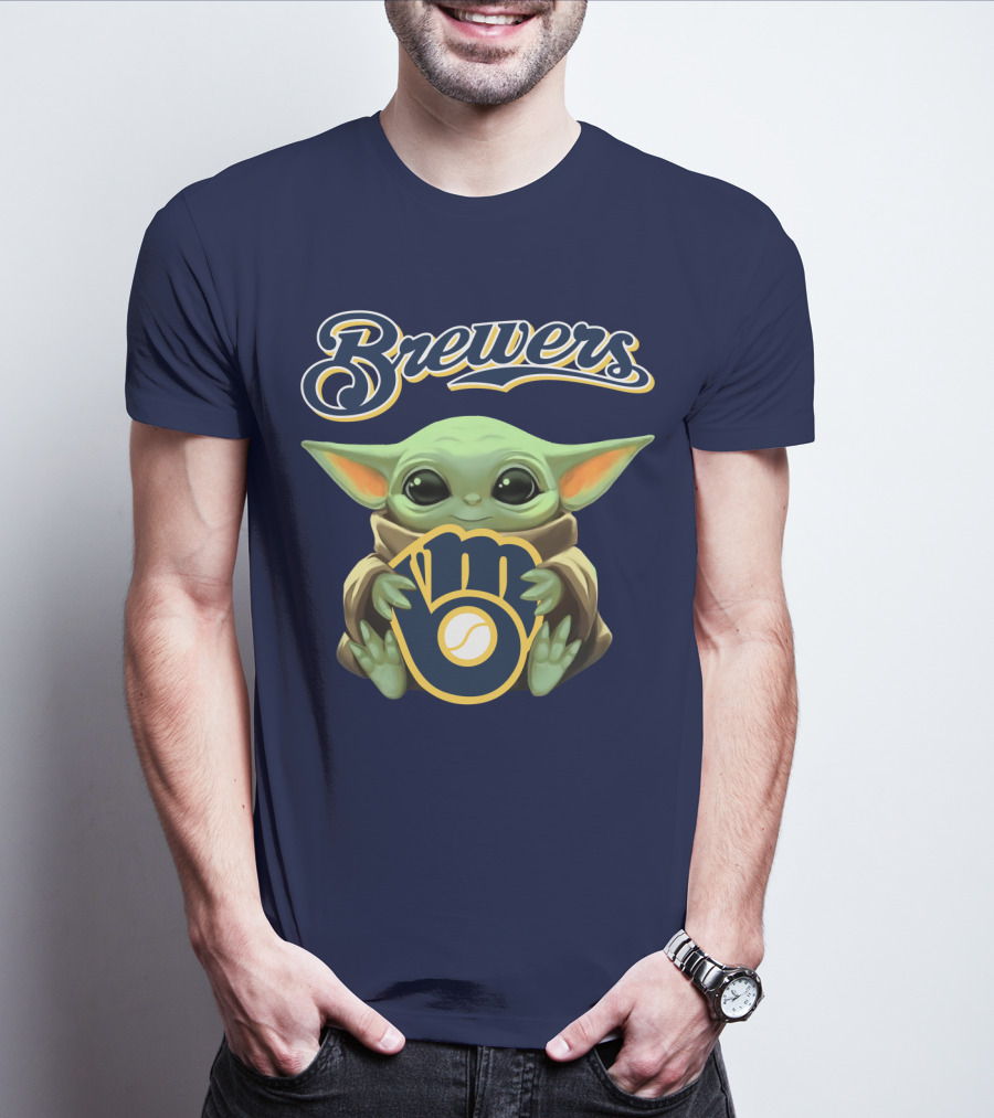 Brewers Baby Yoda Holding Milwaukee T-Shirt