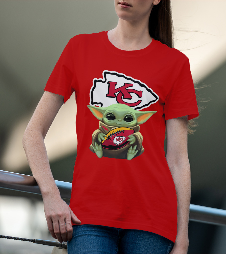 Baby Yoda Kc Chiefs Football Fan T-Shirt