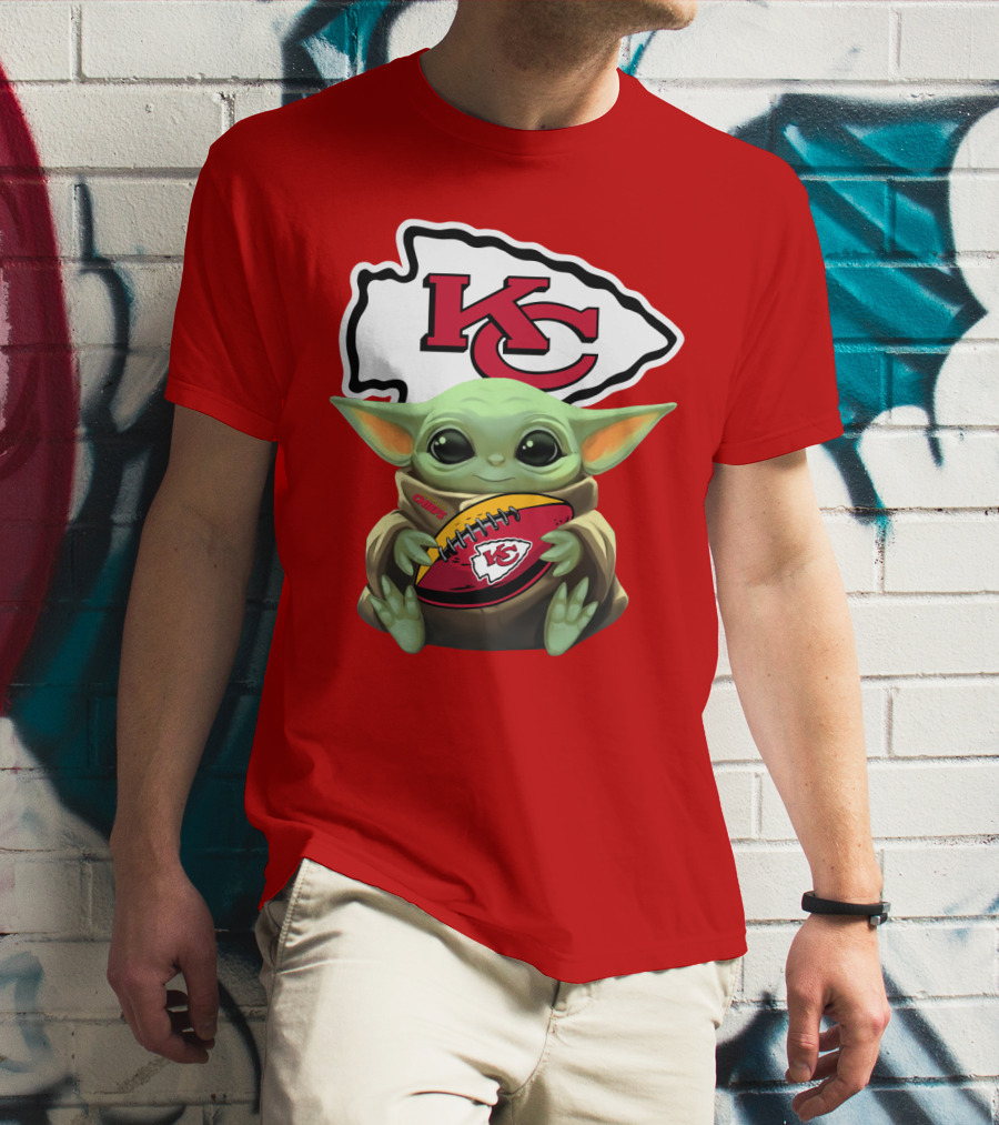 Baby Yoda Kc Chiefs Football Fan T-Shirt