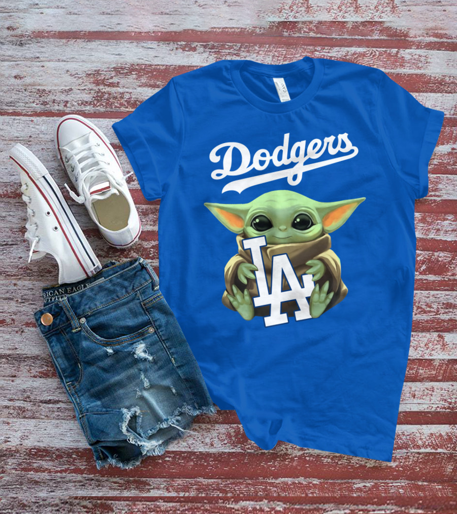 Dodgers Baby Yoda Holding La Team T-Shirt