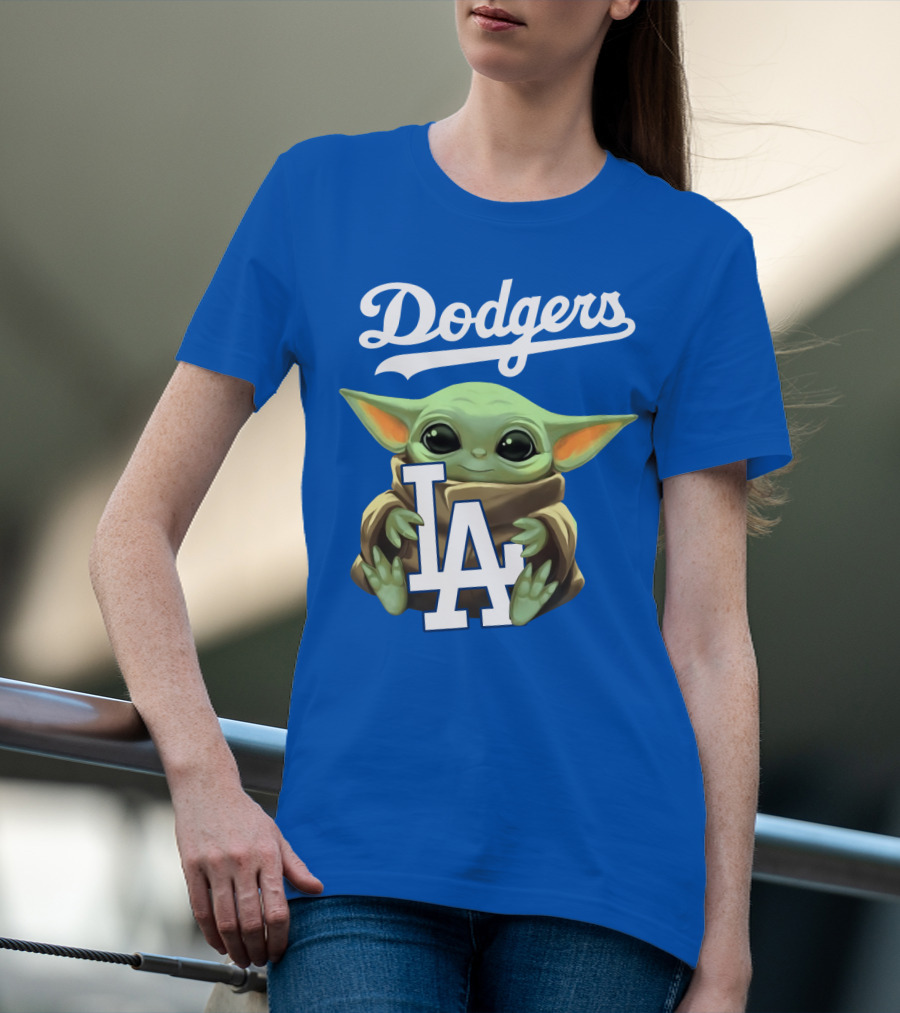 Dodgers Baby Yoda Holding La Team T-Shirt