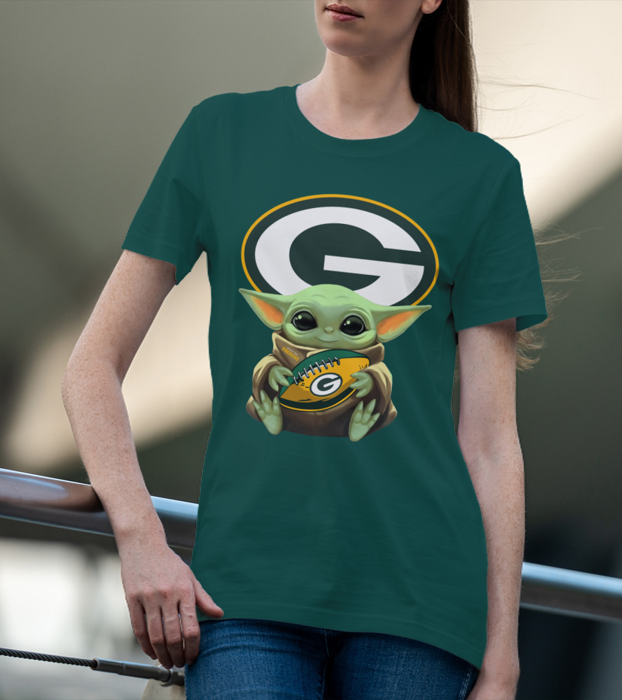 Baby Yoda Green Bay Packers Football Fan T-Shirt