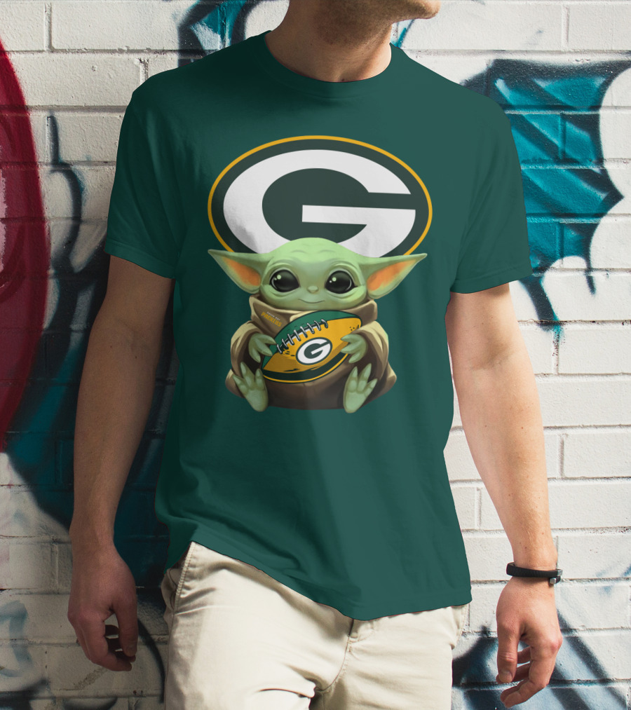Baby Yoda Green Bay Packers Football Fan T-Shirt