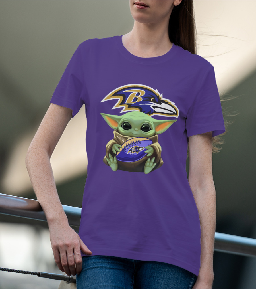 Baltimore Ravens Baby Yoda Football Fan T-Shirt