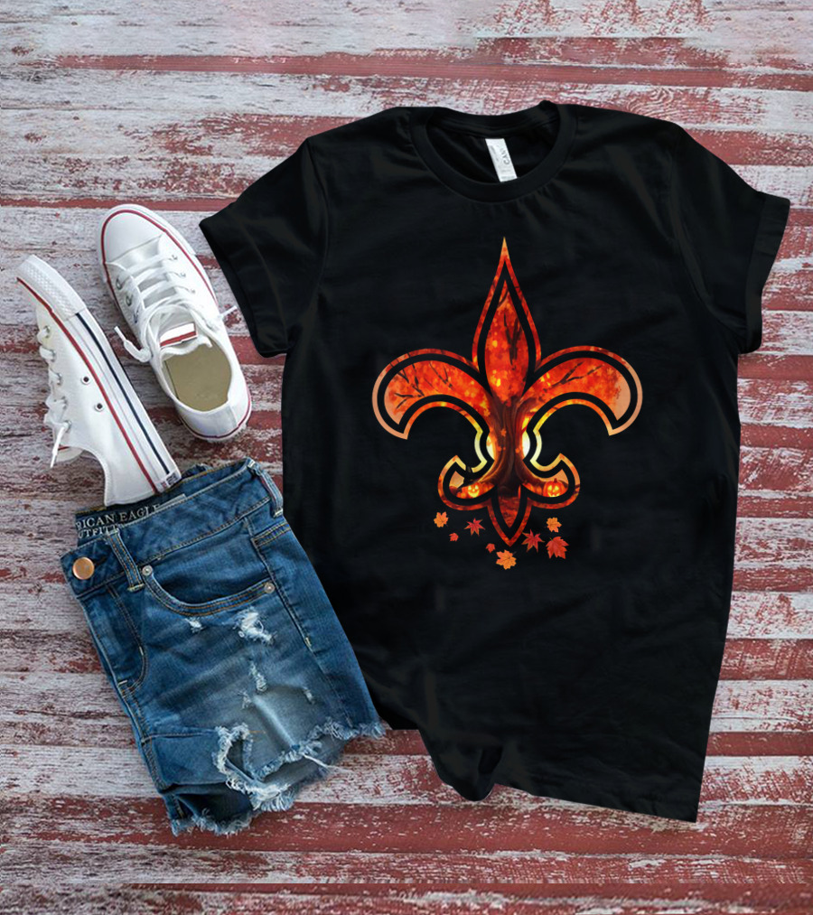 Autumn Leaves And Tree Fleur-De-Lis T-Shirt